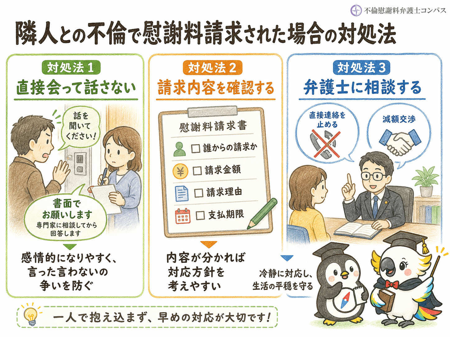 ６章　隣人との不倫で慰謝料請求された場合の対処法３つ